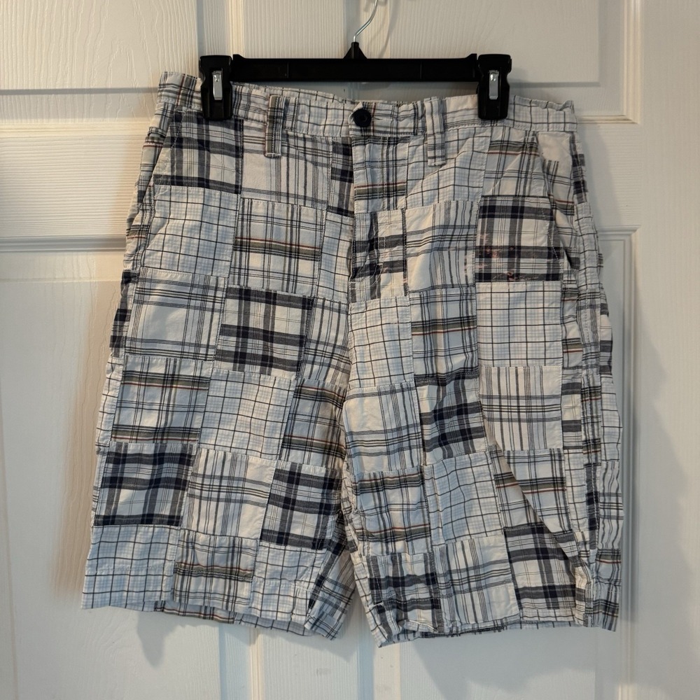 Y2K Sonoma Plaid Patchwork Chino Shorts Mens 32 -  9" Inseam Colorful Preppy